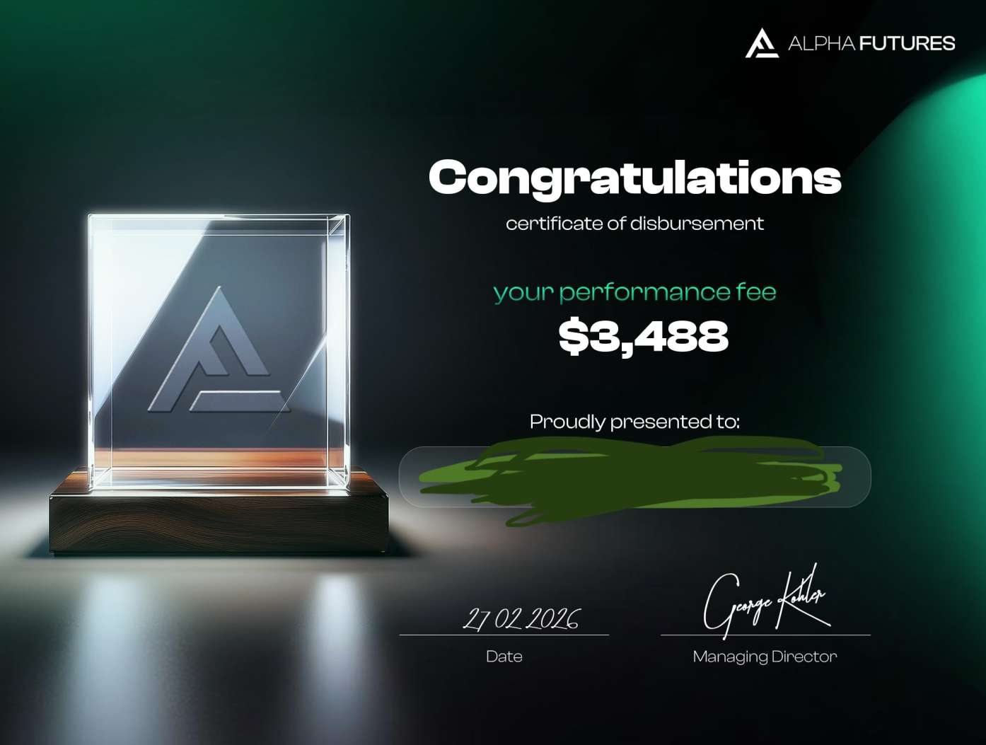 Alpha Futures Payout