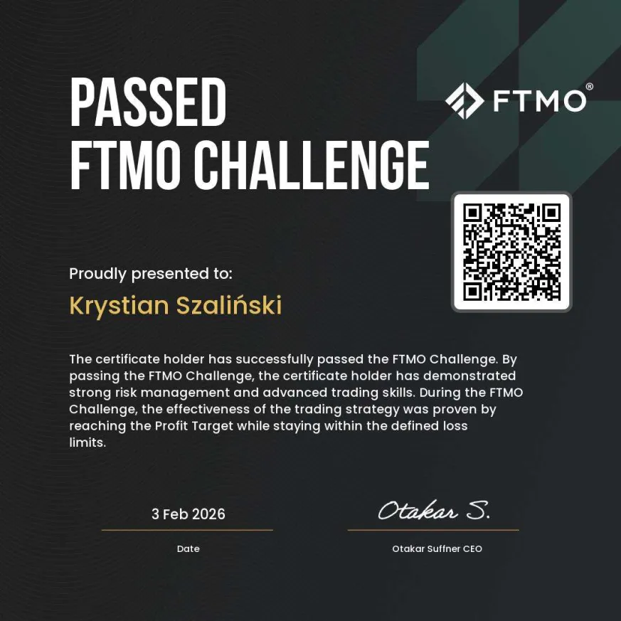FTMO Challenge Certificate